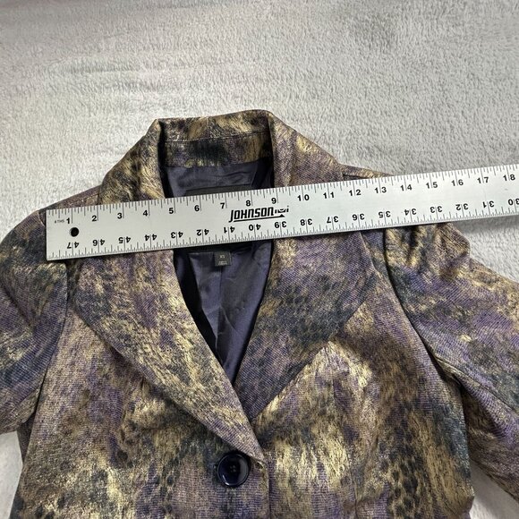 Classiques Entier Atelier Womens Metallic Animal Print Two-Button Blazer XS - Picture 7 of 9